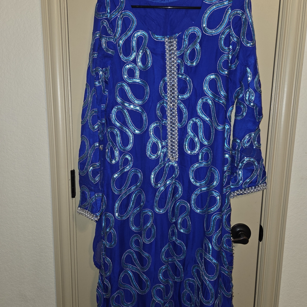 Blue Embellished Women's Dress